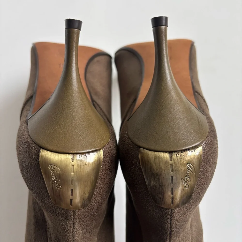 Donald J Pliner Suede Leather Knee High Boots Kitten Heels Sock Pull On Sz 10M
